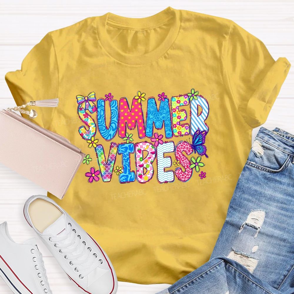 Summer Vibes  Graphics  Teacher T-shirt