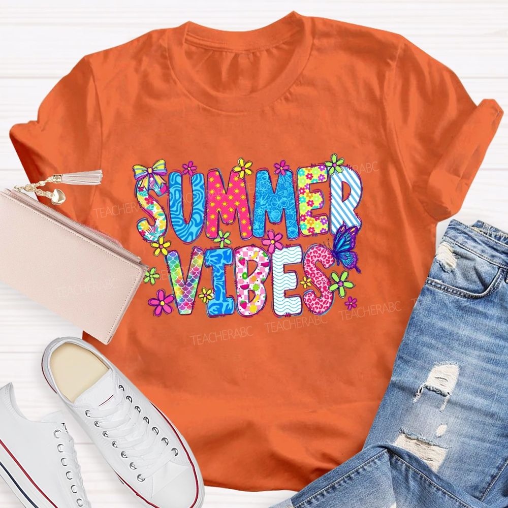 Summer Vibes  Graphics  Teacher T-shirt