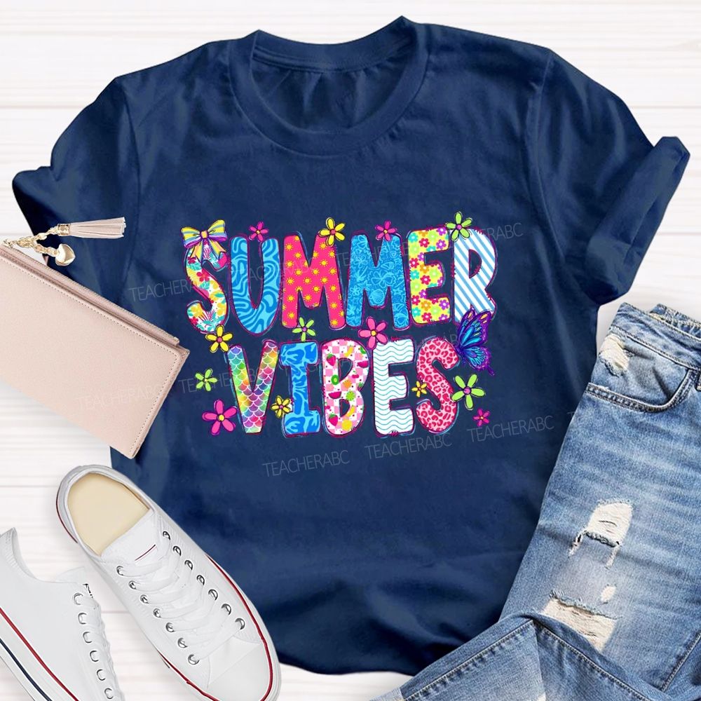 Summer Vibes  Graphics  Teacher T-shirt