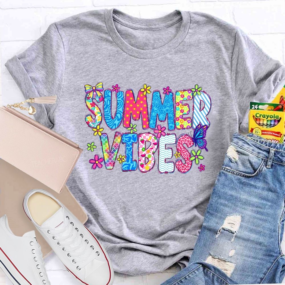 Summer Vibes  Graphics  Teacher T-shirt