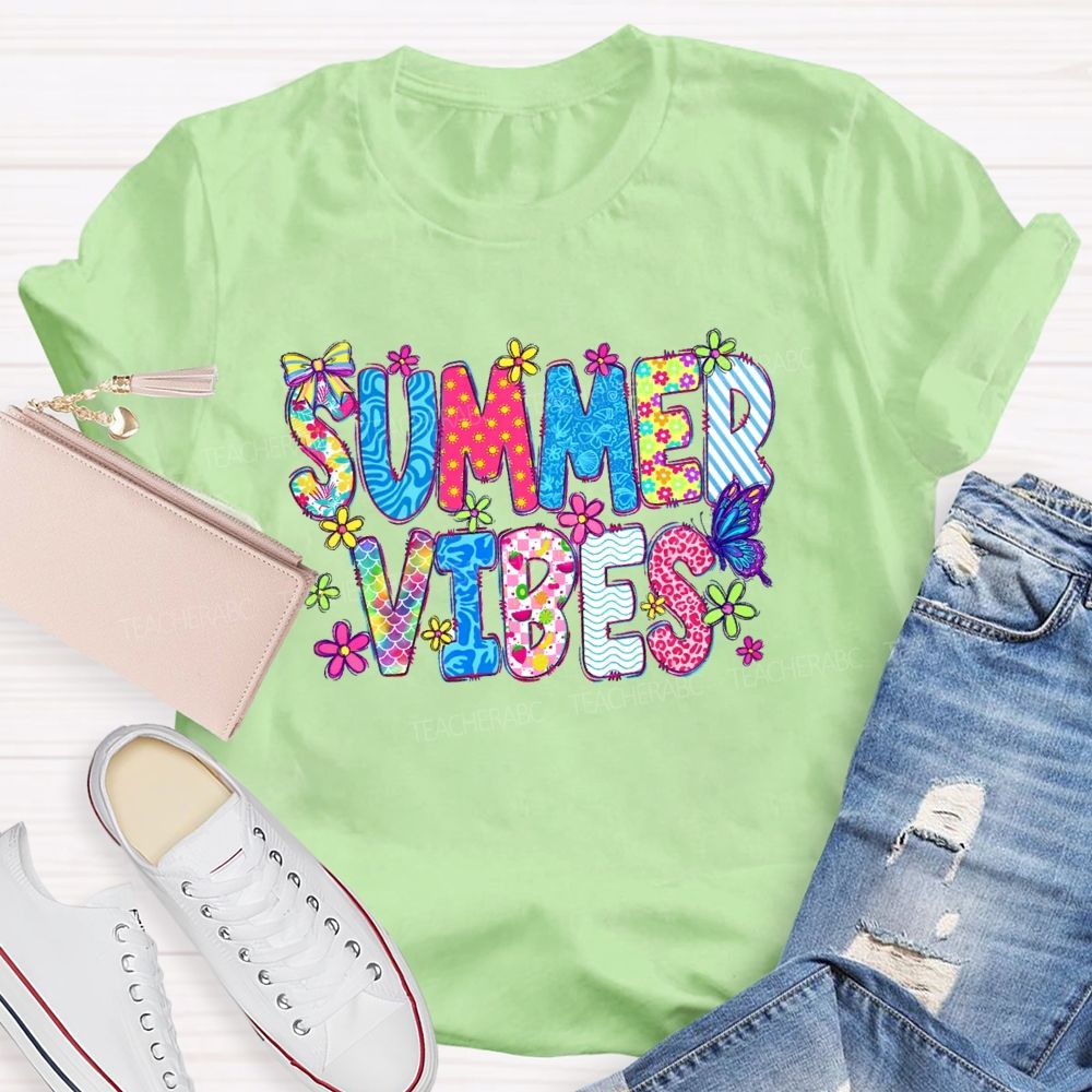 Summer Vibes  Graphics  Teacher T-shirt