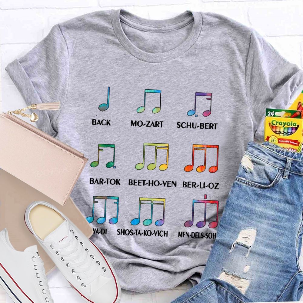 Bach    Mo-Zart    Schu-Bert  Musician  Teacher T-shirt