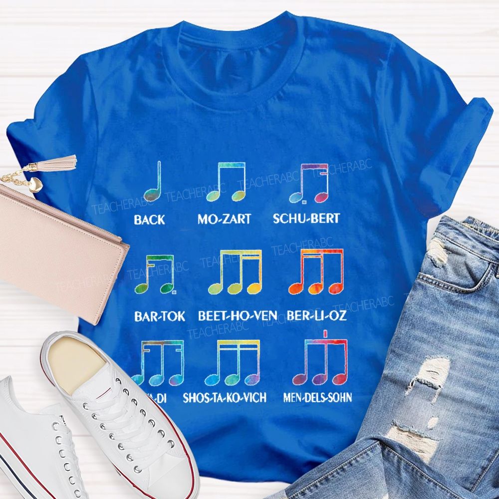 Bach    Mo-Zart    Schu-Bert  Musician  Teacher T-shirt