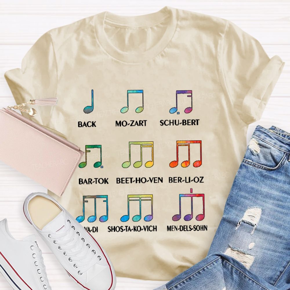 Bach    Mo-Zart    Schu-Bert  Musician  Teacher T-shirt