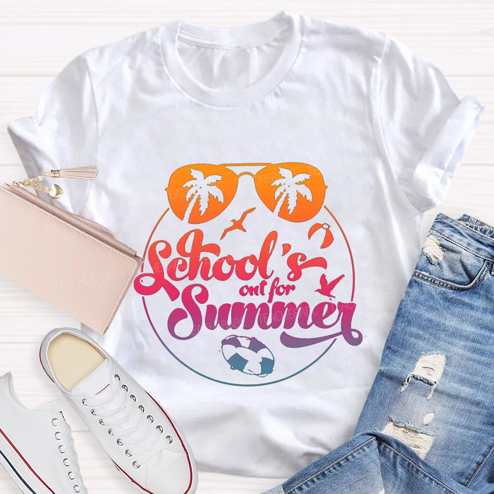 School'S Out For Summer Gradient-Color Font Teacher T-shirt