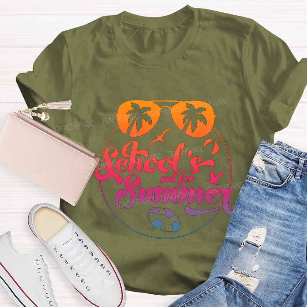 School'S Out For Summer Gradient-Color Font Teacher T-shirt
