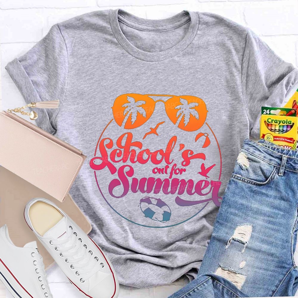 School'S Out For Summer Gradient-Color Font Teacher T-shirt