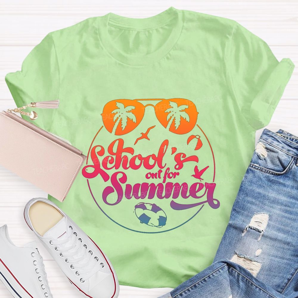 School'S Out For Summer Gradient-Color Font Teacher T-shirt