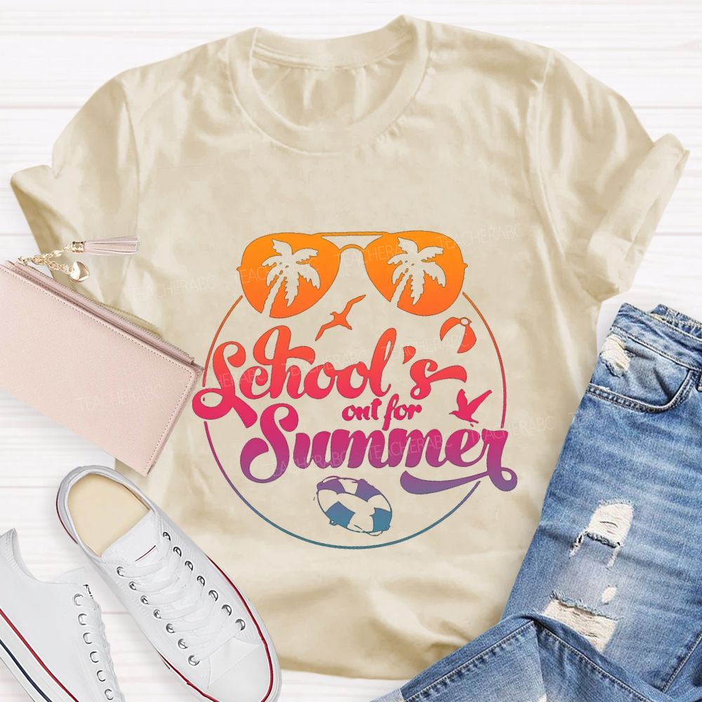 School'S Out For Summer Gradient-Color Font Teacher T-shirt