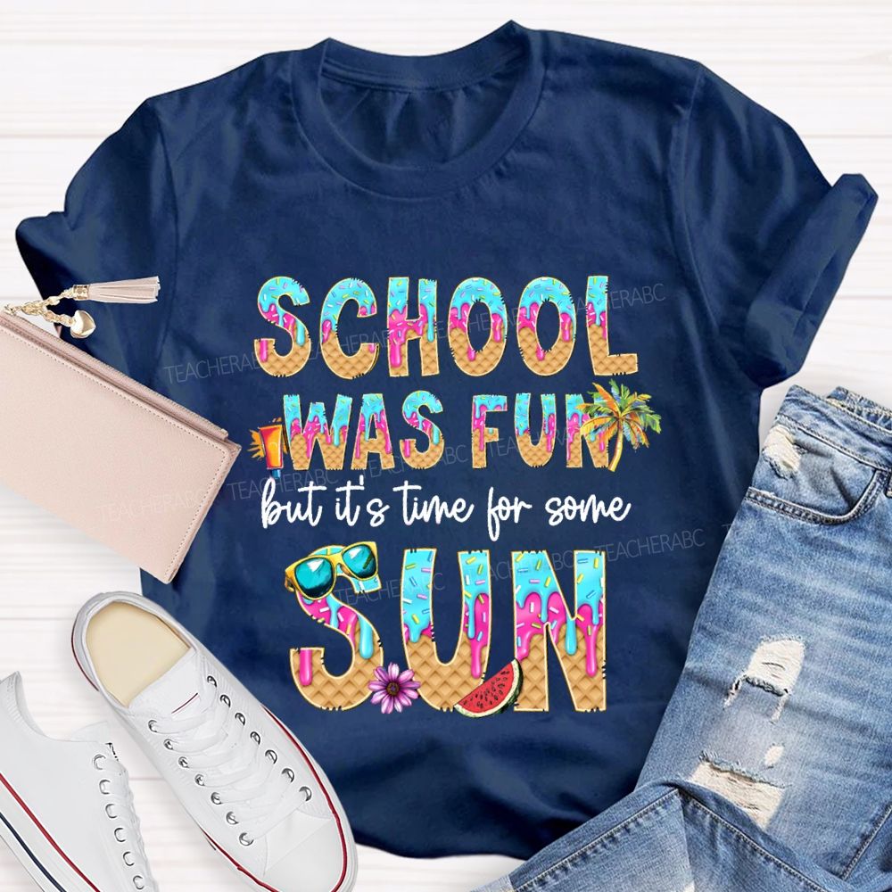 School Was Fun But It's Time For Some Sun Donuts Coconut Tree Teacher T-shirt