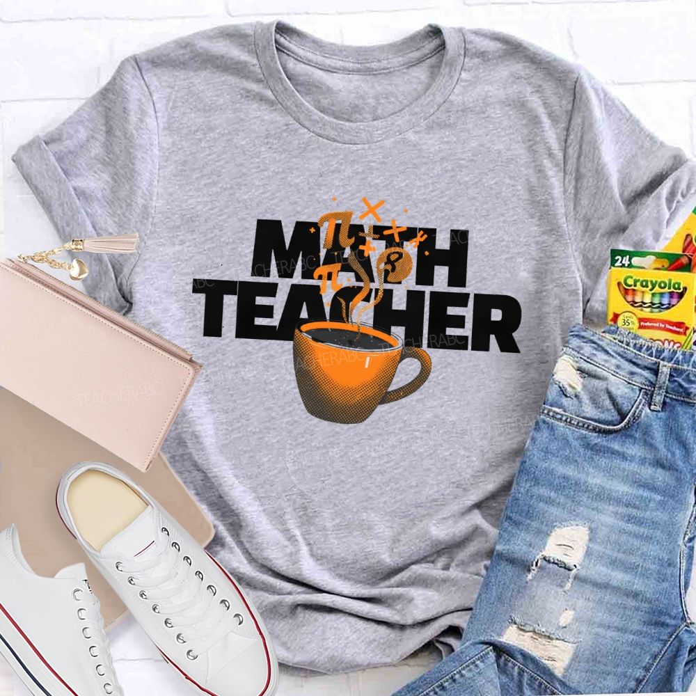 Math Teacher Coffee Pattern  Teacher T-shirt