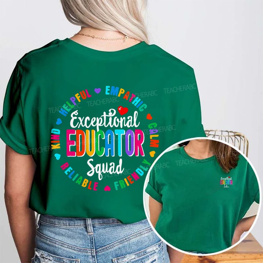 Personalized Name Exceptional Educator Squad Helpful Empathy Double Printed T-shirt