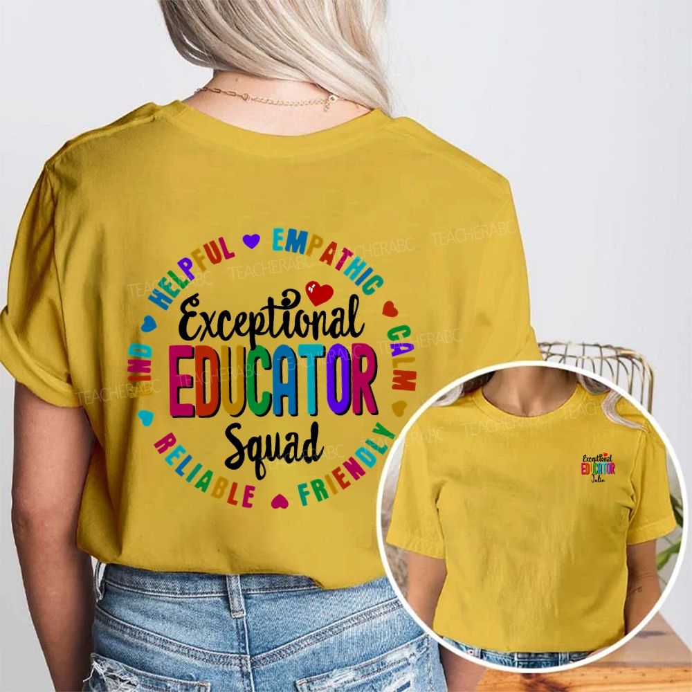 Personalized Name Exceptional Educator Squad Helpful Empathy Double Printed T-shirt