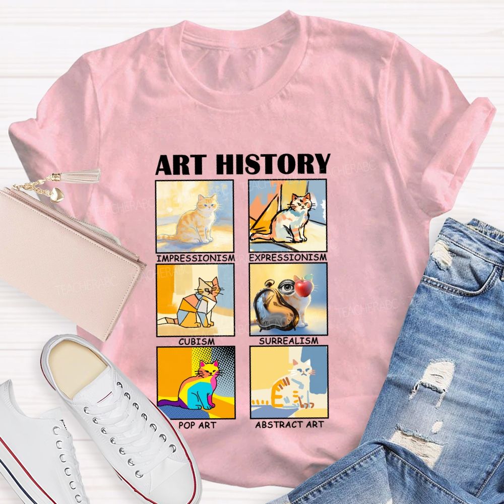 Art History Cats in Various Forms Teacher T-shirt