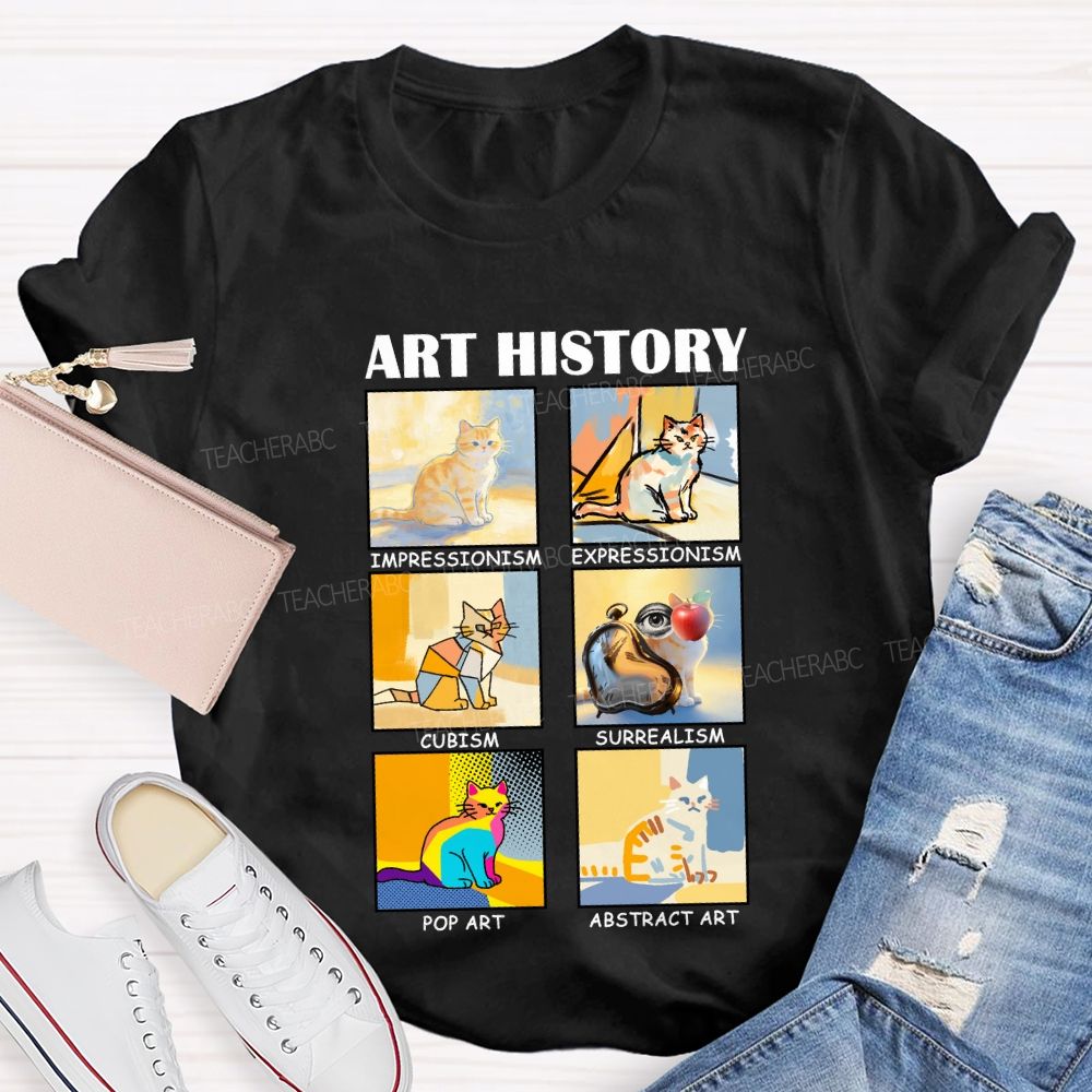 Art History Cats in Various Forms Teacher T-shirt