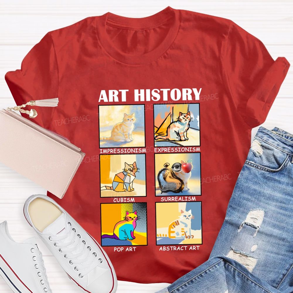 Art History Cats in Various Forms Teacher T-shirt