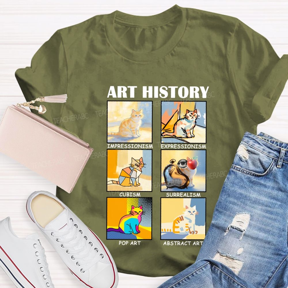 Art History Cats in Various Forms Teacher T-shirt