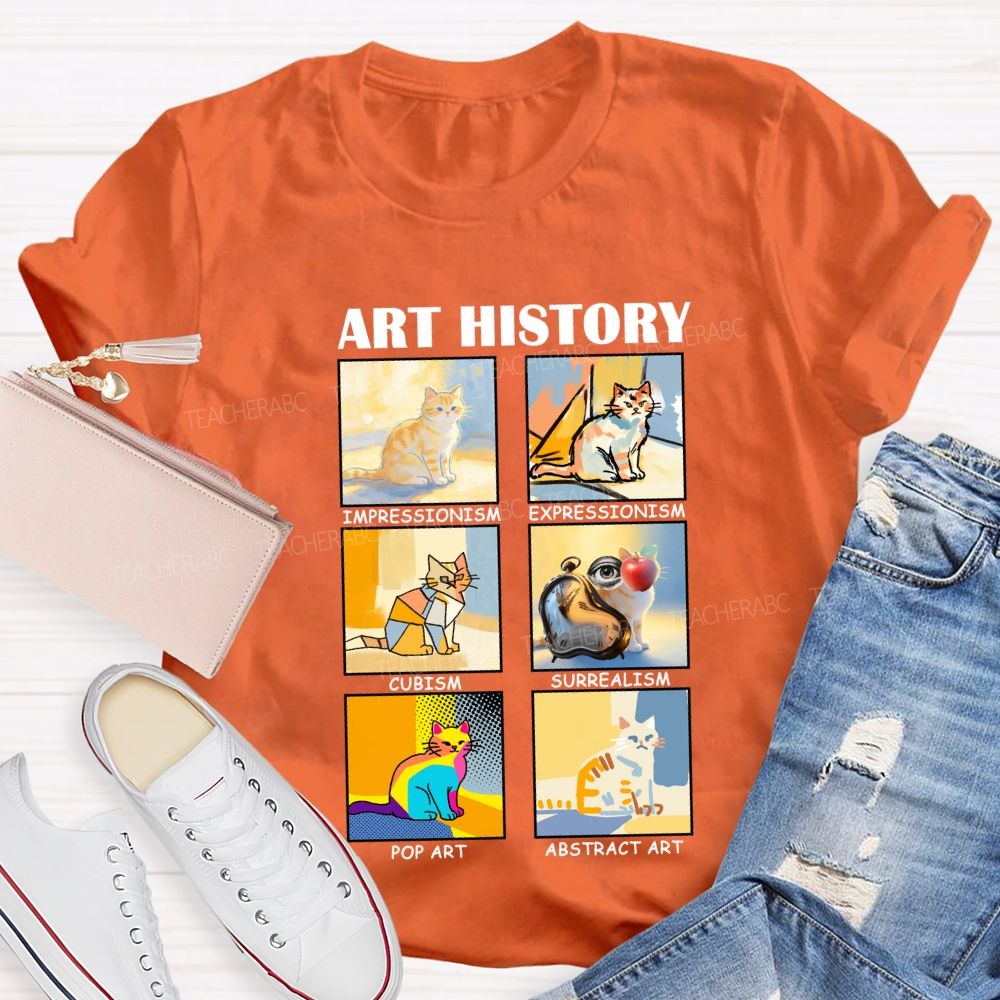Art History Cats in Various Forms Teacher T-shirt