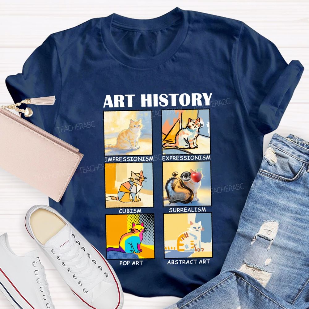 Art History Cats in Various Forms Teacher T-shirt