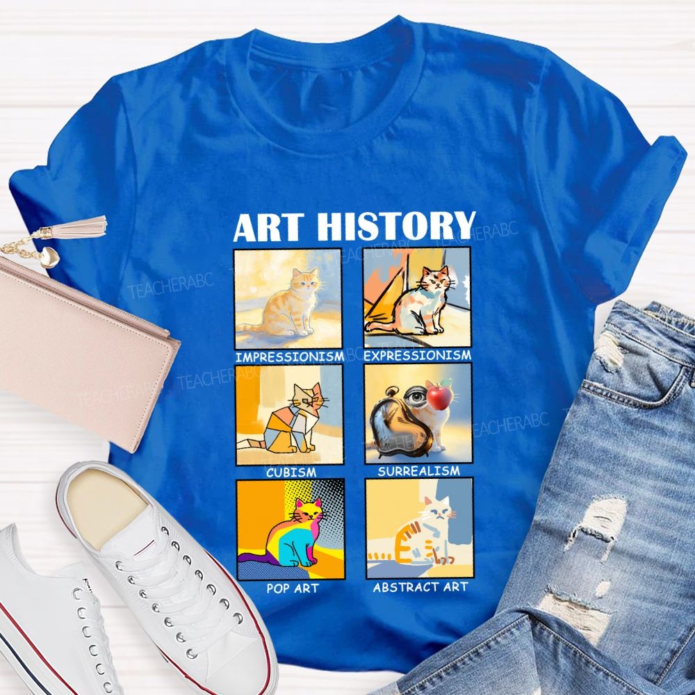 Art History Cats in Various Forms Teacher T-shirt