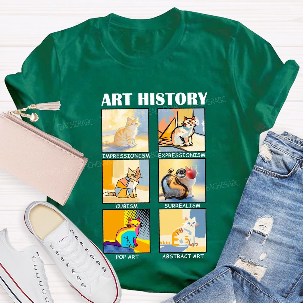 Art History Cats in Various Forms Teacher T-shirt