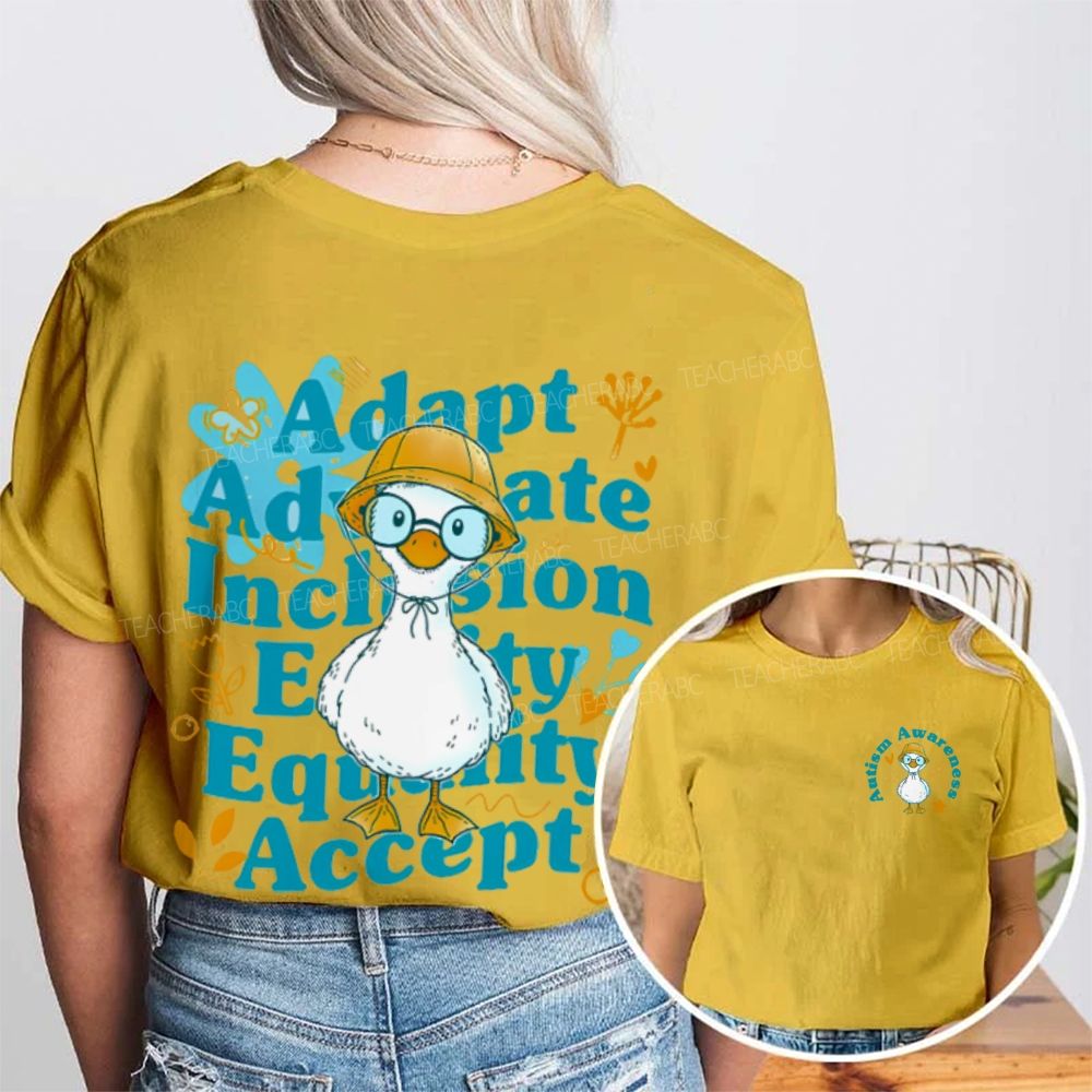 Autism Awareness Duck  Double Printed T-shirt