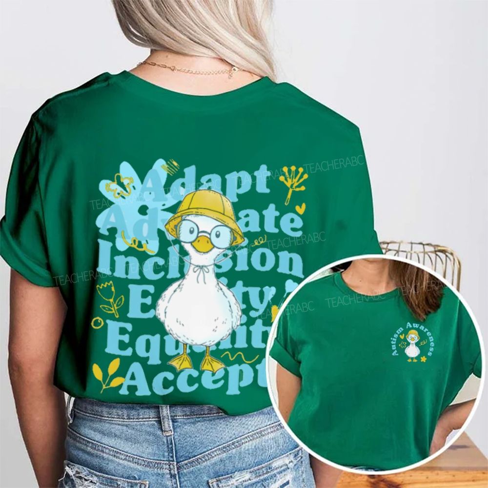 Autism Awareness Duck  Double Printed T-shirt