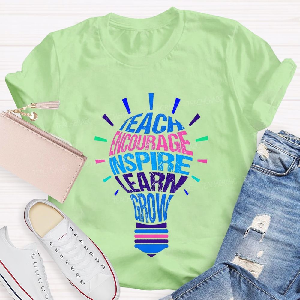Teach Encourage Inspire Learn Grow Teacher T-shirt