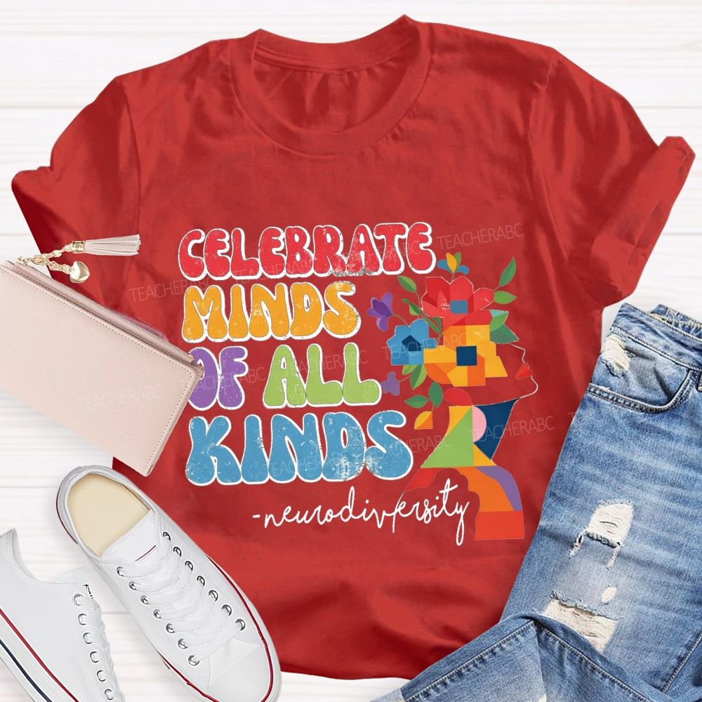 Celebrate Minds Of All Kinds Neurodiversity Floral T-shirt