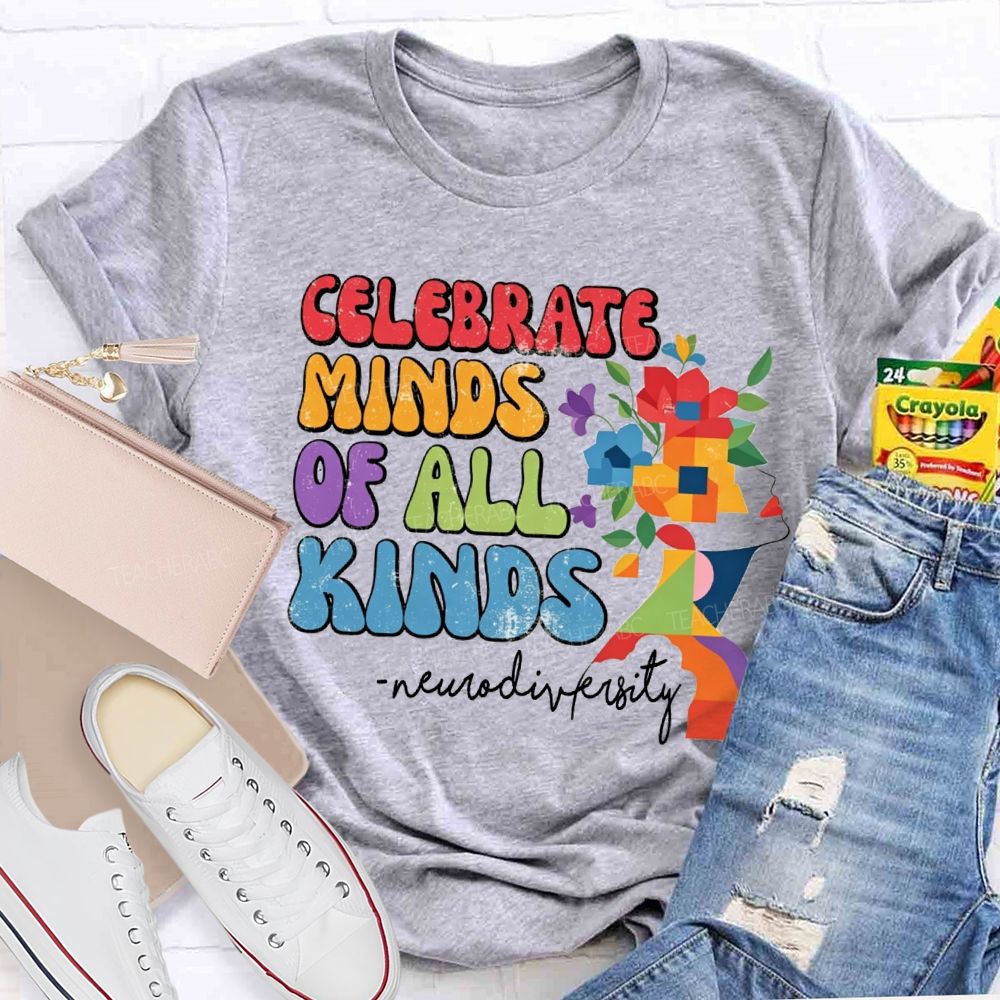 Celebrate Minds Of All Kinds Neurodiversity Floral T-shirt
