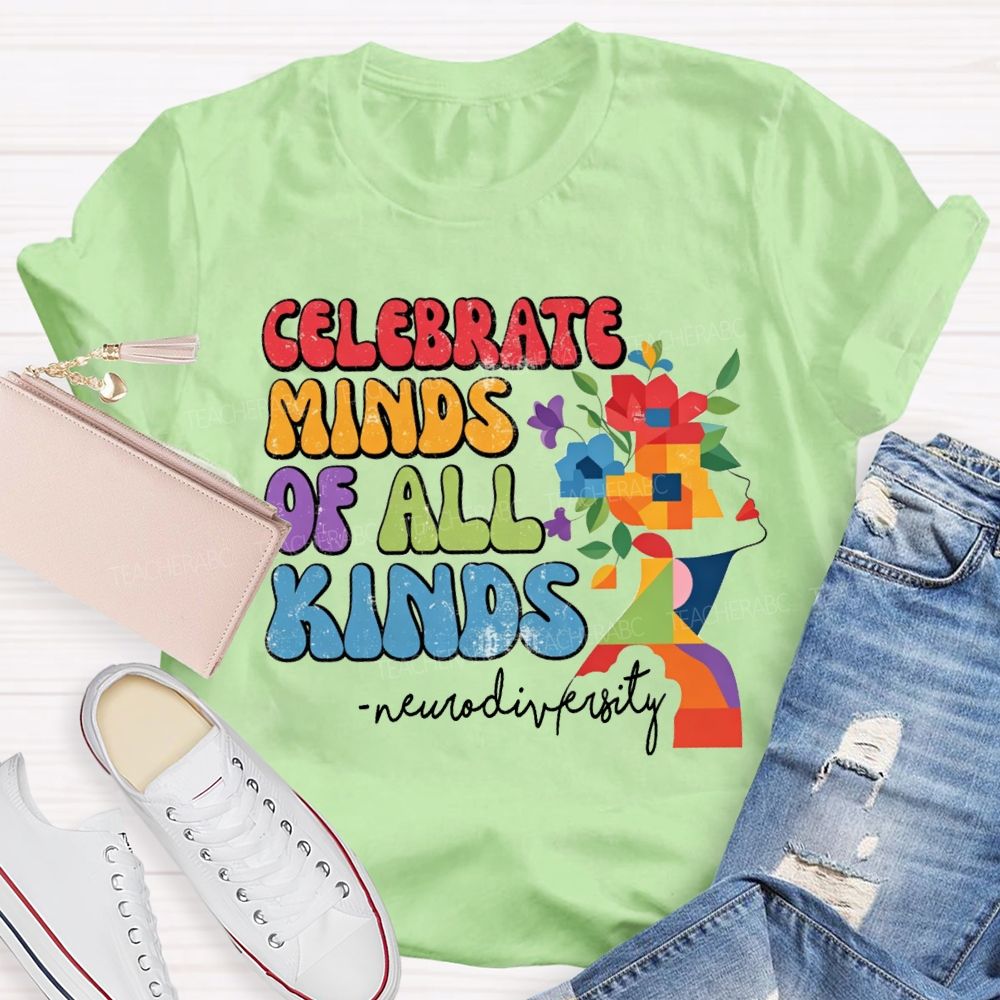 Celebrate Minds Of All Kinds Neurodiversity Floral T-shirt