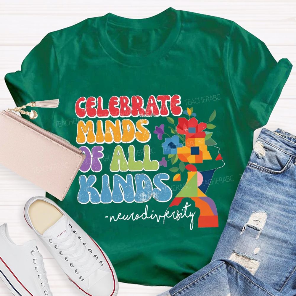 Celebrate Minds Of All Kinds Neurodiversity Floral T-shirt