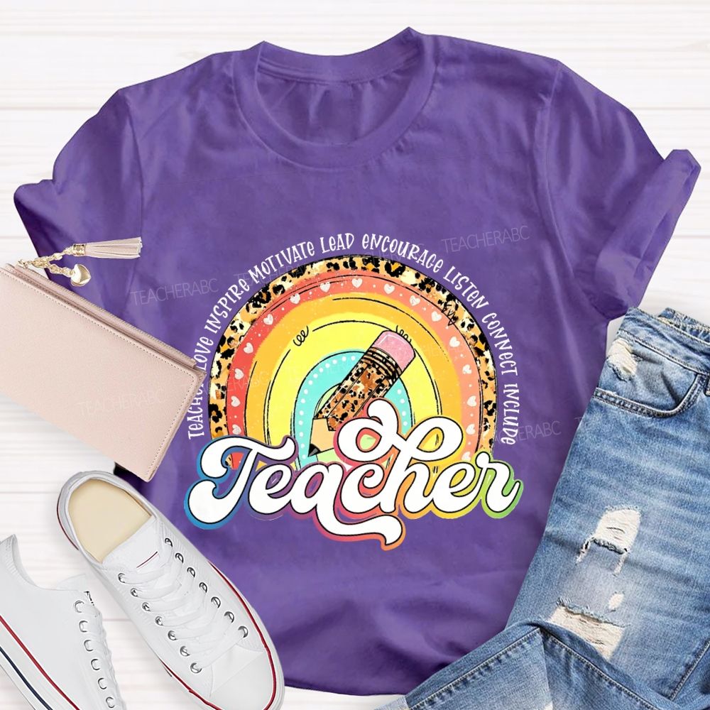 Teach Love Inspire Motivate Lead Encourage Listen Teacher T-shirt