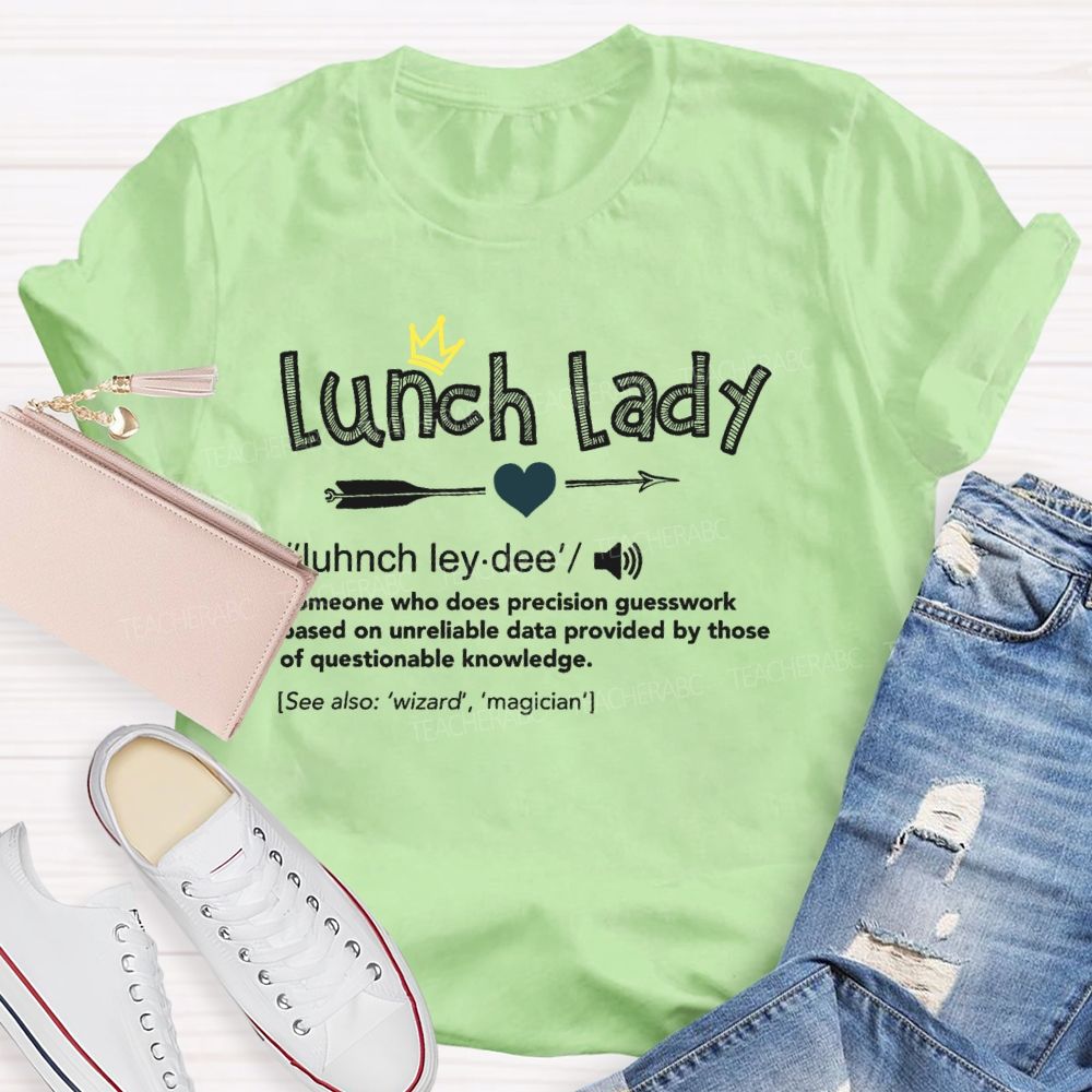 Lunch Lady Letters Graphics  Teacher T-shirt