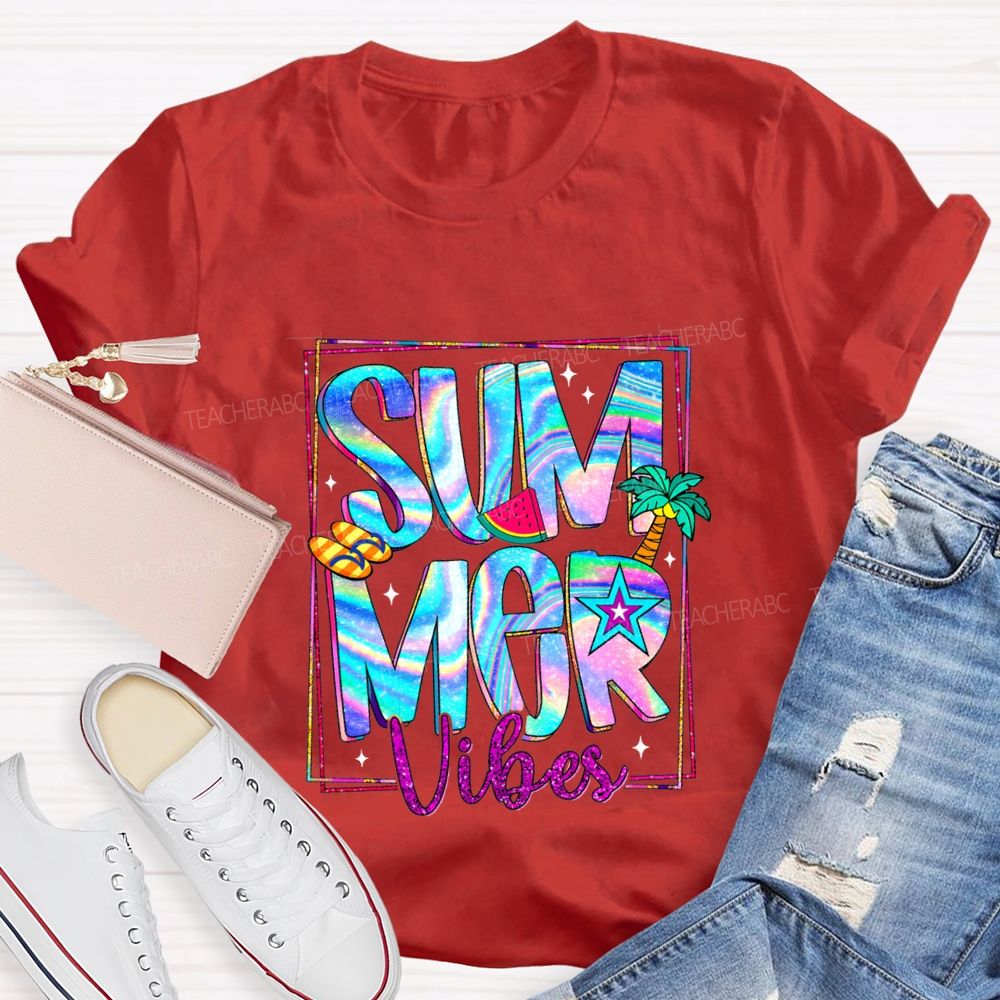 Summer Vibes Teacher Summer Break Teacher T-shirt