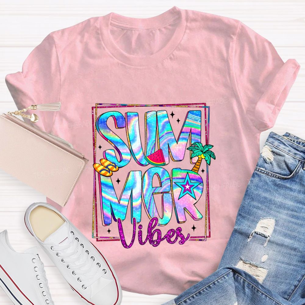 Summer Vibes Teacher Summer Break Teacher T-shirt