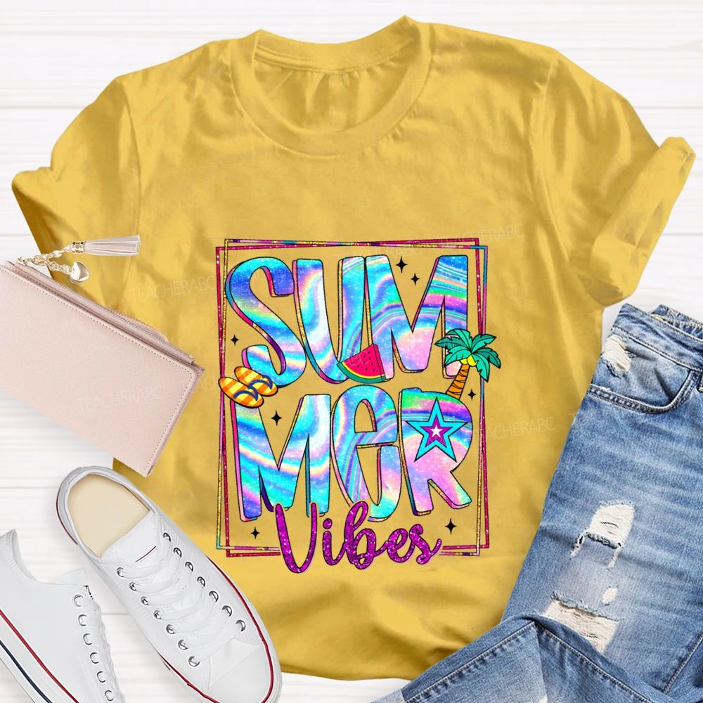 Summer Vibes Teacher Summer Break Teacher T-shirt