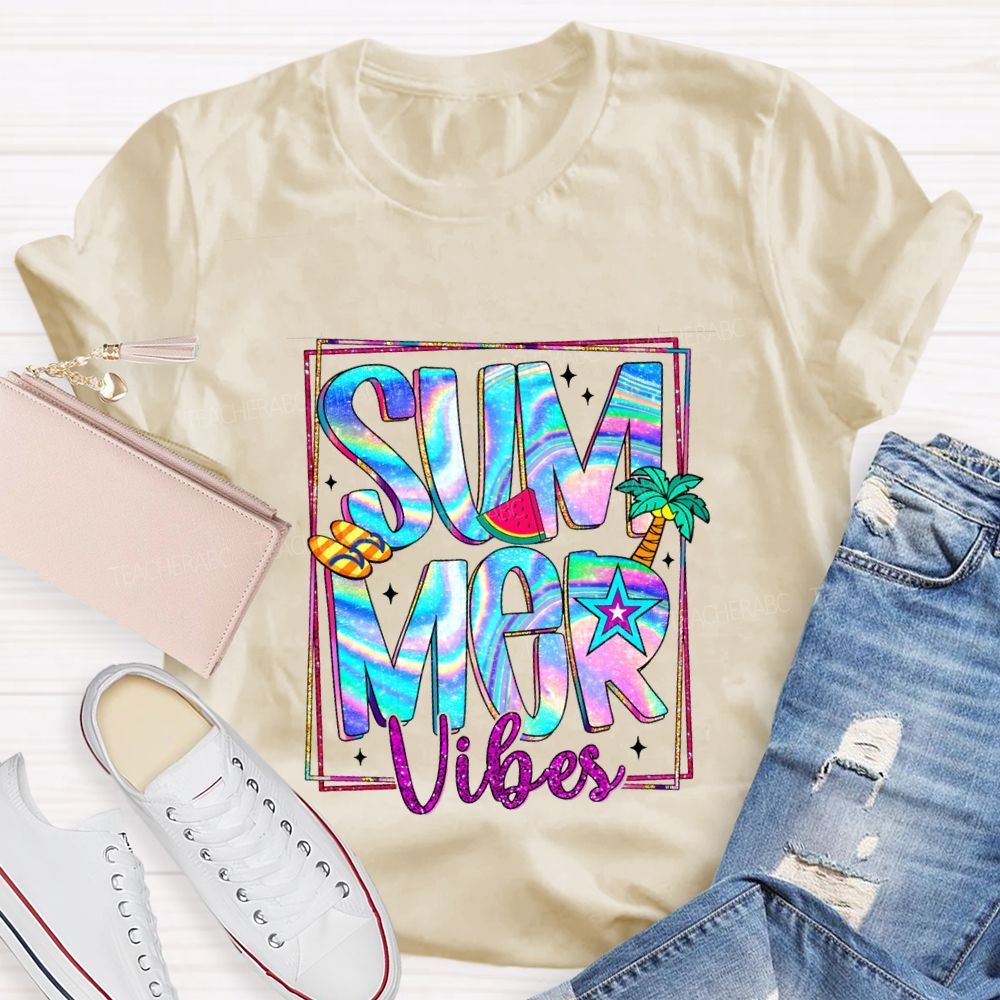 Summer Vibes Teacher Summer Break Teacher T-shirt