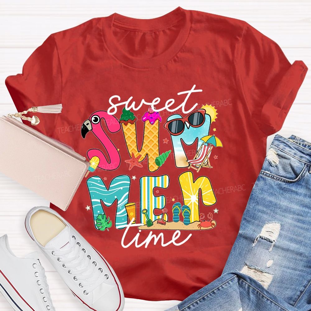 Sweet Summer Time Graphic  Teacher T-shirt