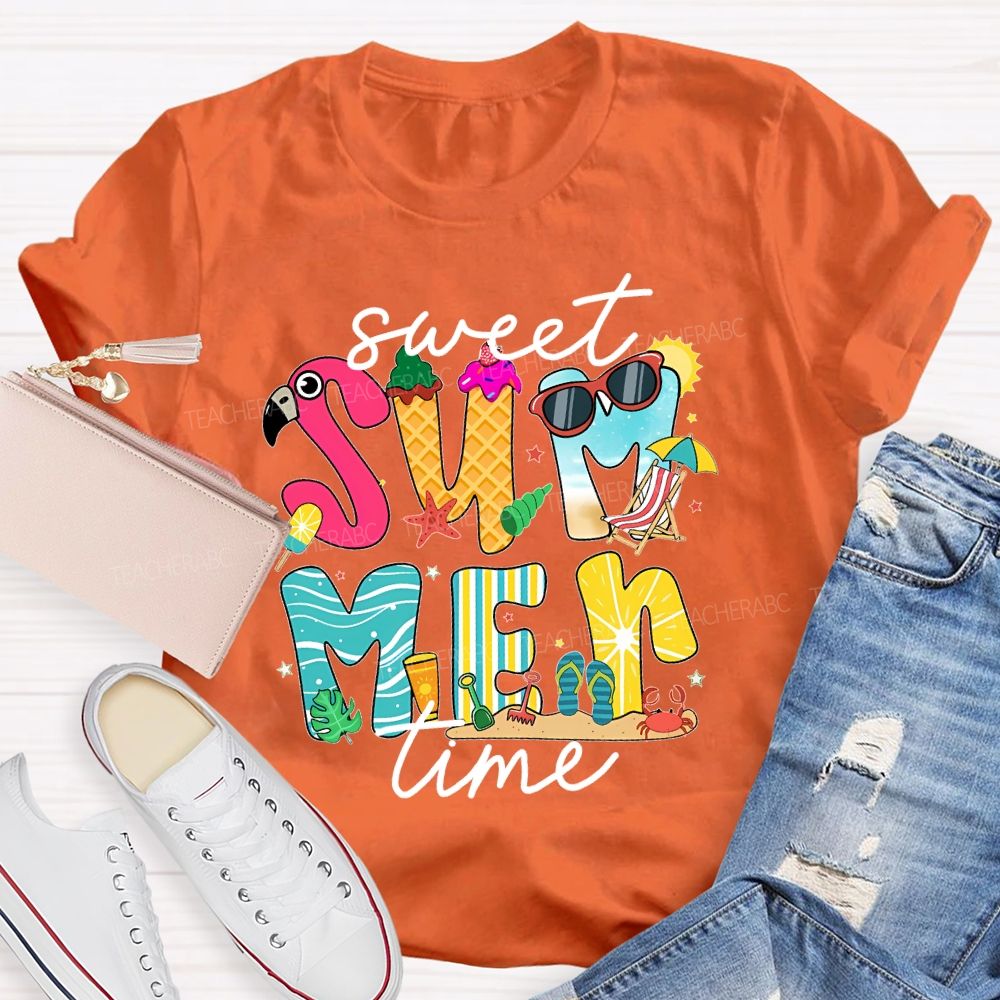 Sweet Summer Time Graphic  Teacher T-shirt