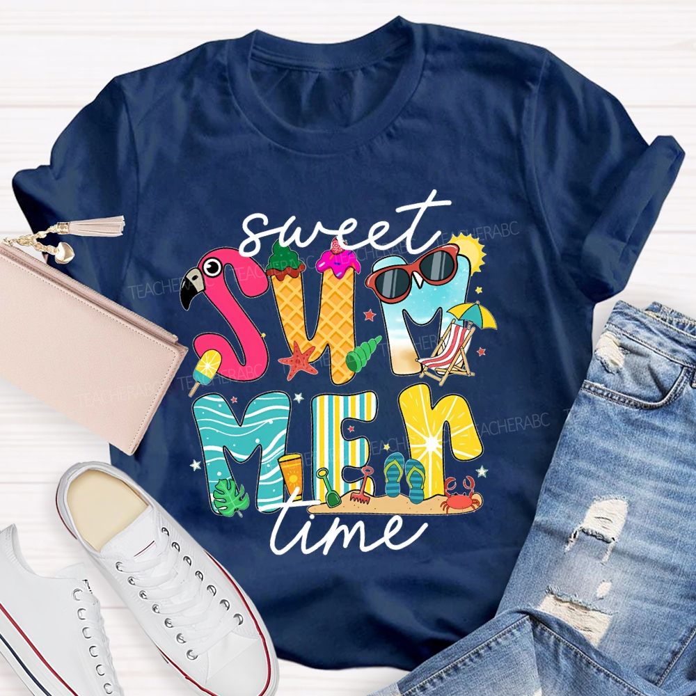 Sweet Summer Time Graphic  Teacher T-shirt