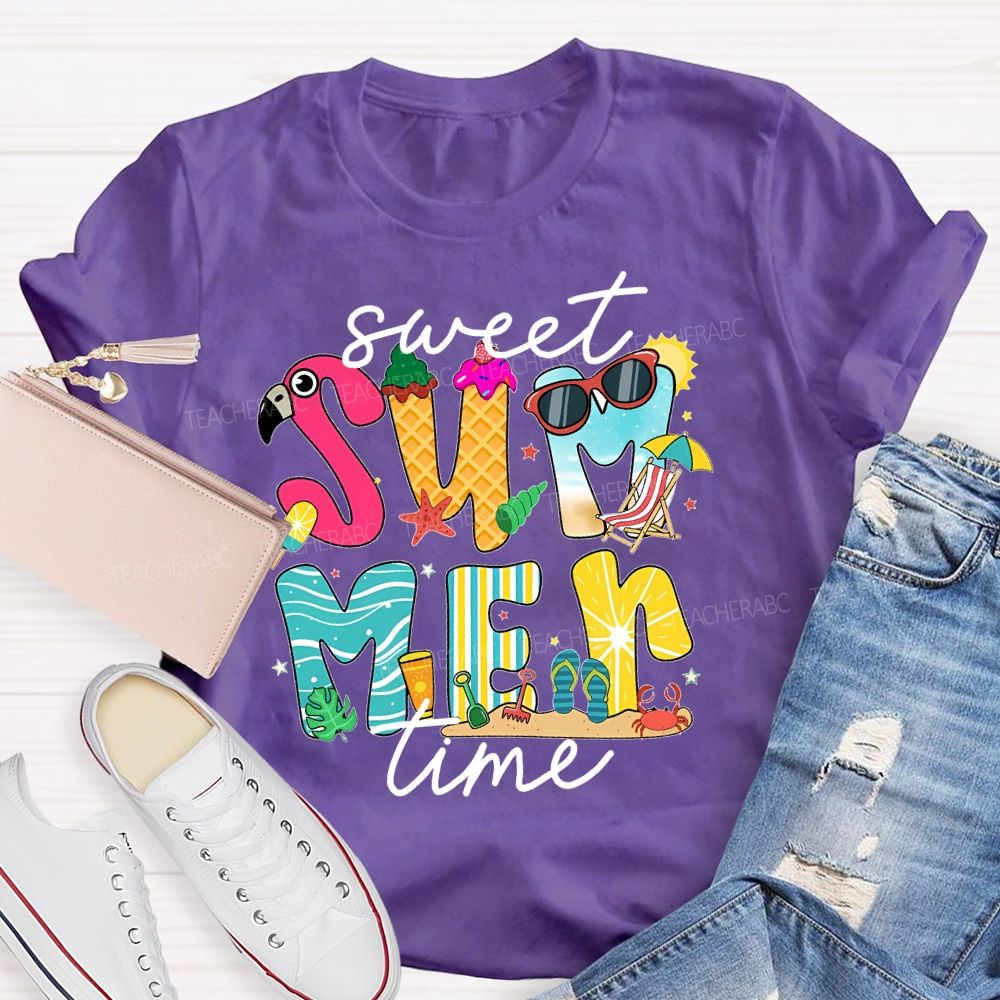 Sweet Summer Time Graphic  Teacher T-shirt