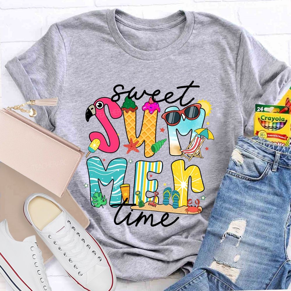 Sweet Summer Time Graphic  Teacher T-shirt