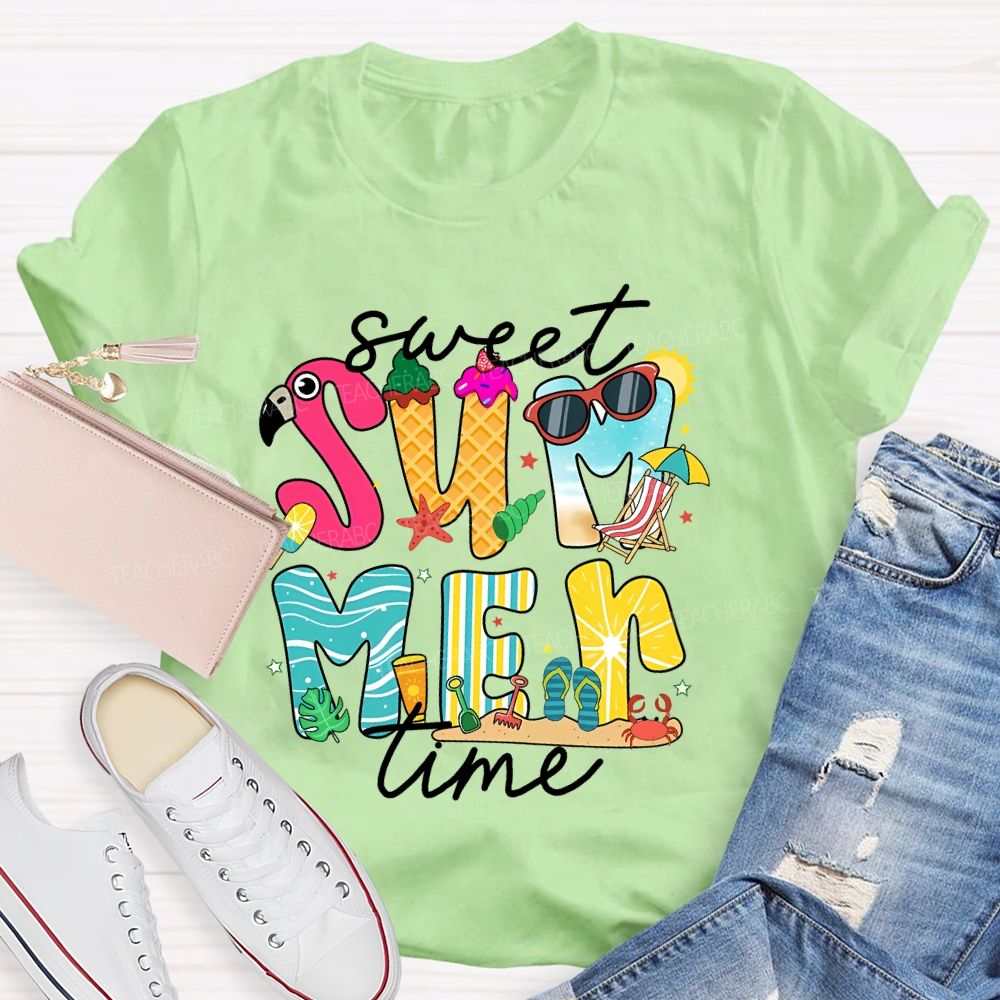 Sweet Summer Time Graphic  Teacher T-shirt