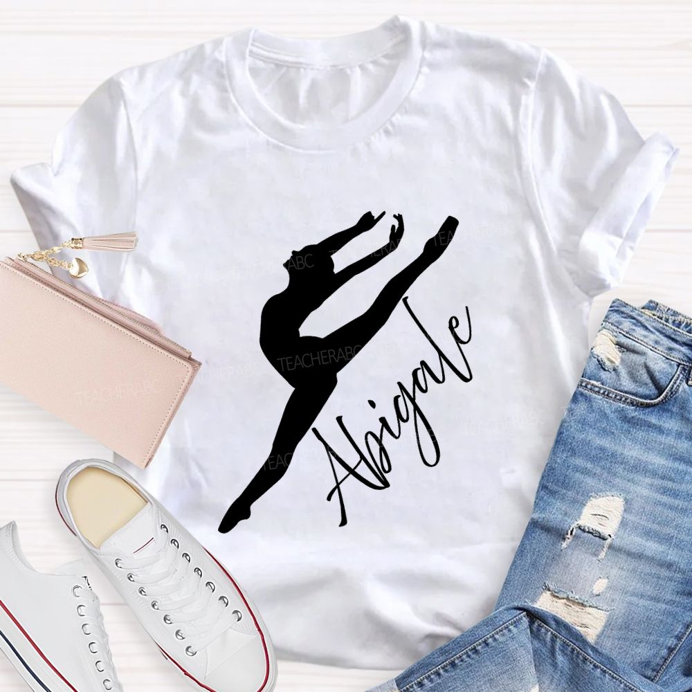 Personalized Name Spinning And Jumping Dancers Teacher T-Shirt