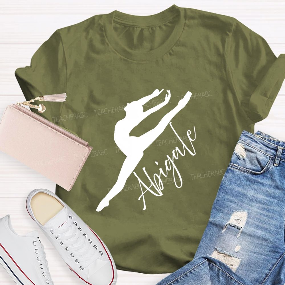 Personalized Name Spinning And Jumping Dancers Teacher T-Shirt