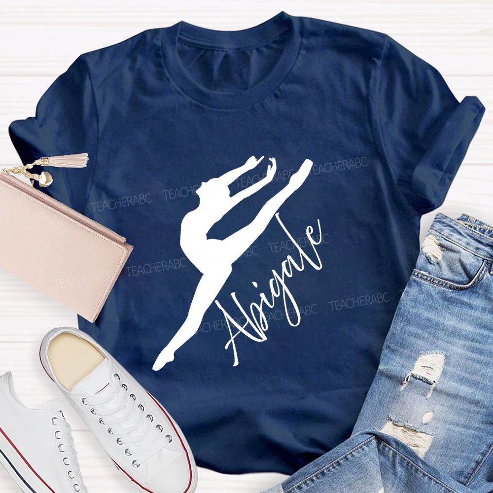 Personalized Name Spinning And Jumping Dancers Teacher T-Shirt