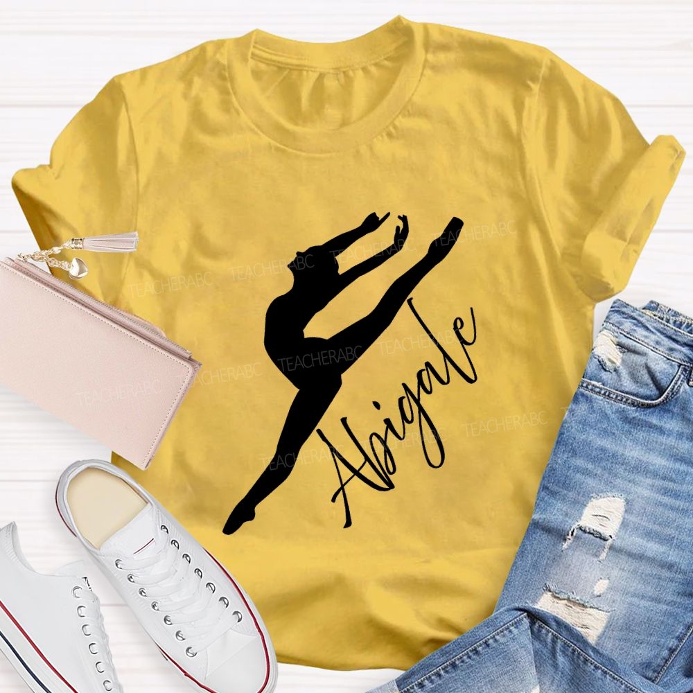 Personalized Name Spinning And Jumping Dancers Teacher T-Shirt