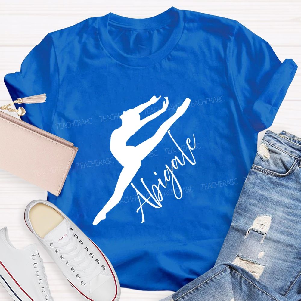 Personalized Name Spinning And Jumping Dancers Teacher T-Shirt