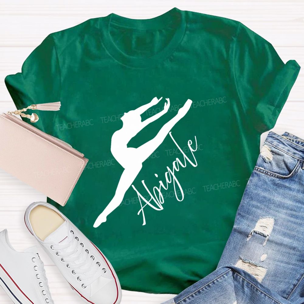 Personalized Name Spinning And Jumping Dancers Teacher T-Shirt